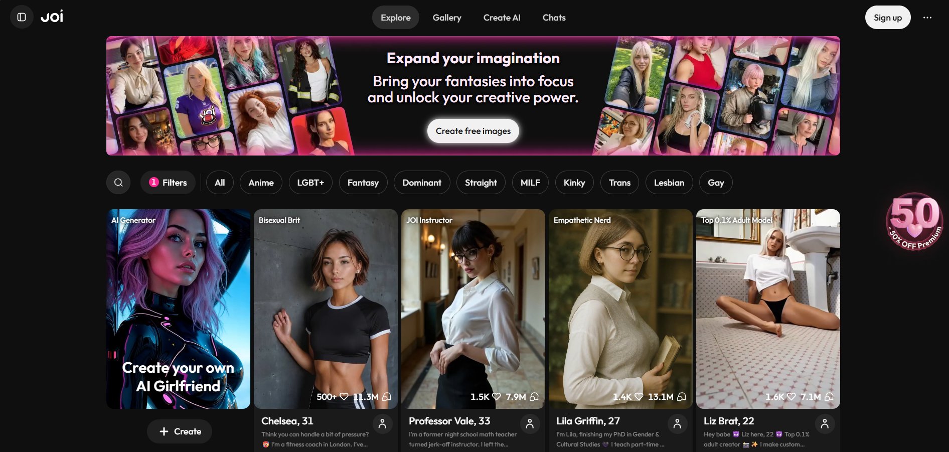 Joi interface explore petite amie IA